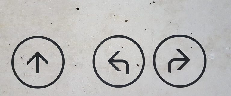 Arrows pointing up, left and right