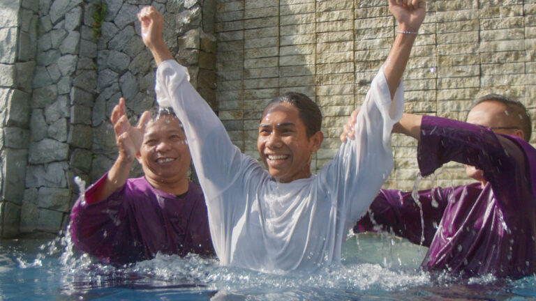 pool baptism celebrating new beginnings