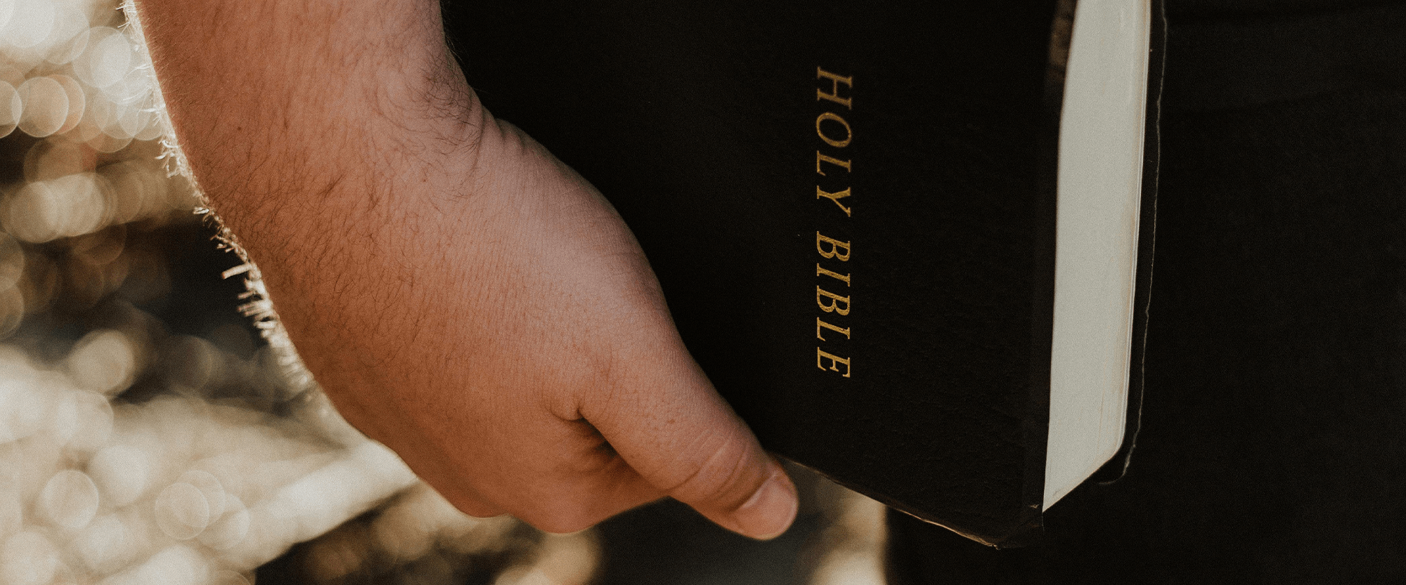 Man holding the Bible in his hands.