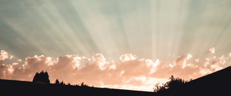 Light shines during sunrise